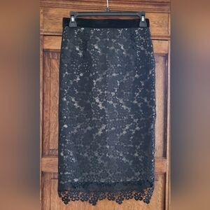 Erdem MARLEY Black Heavy Lace Pencil Skirt, SIZE UK 12/US 8 EXCELLENT!